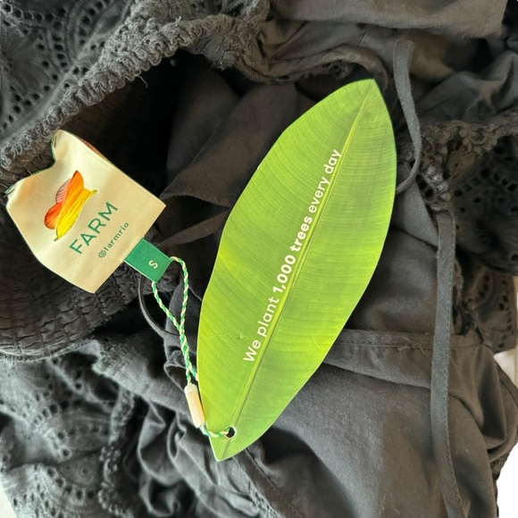 Farm Rio NEW Black Eyelet Pineapple Cotton Puff Sleeve Maxi Dress Size S - Picture 7 of 8